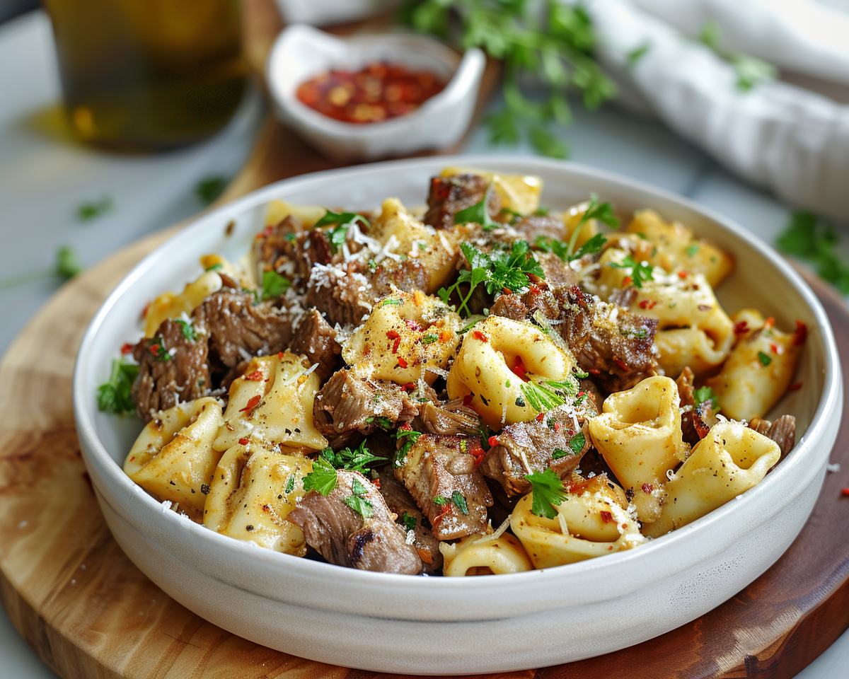 Philly Cheesesteak Tortellini Pasta