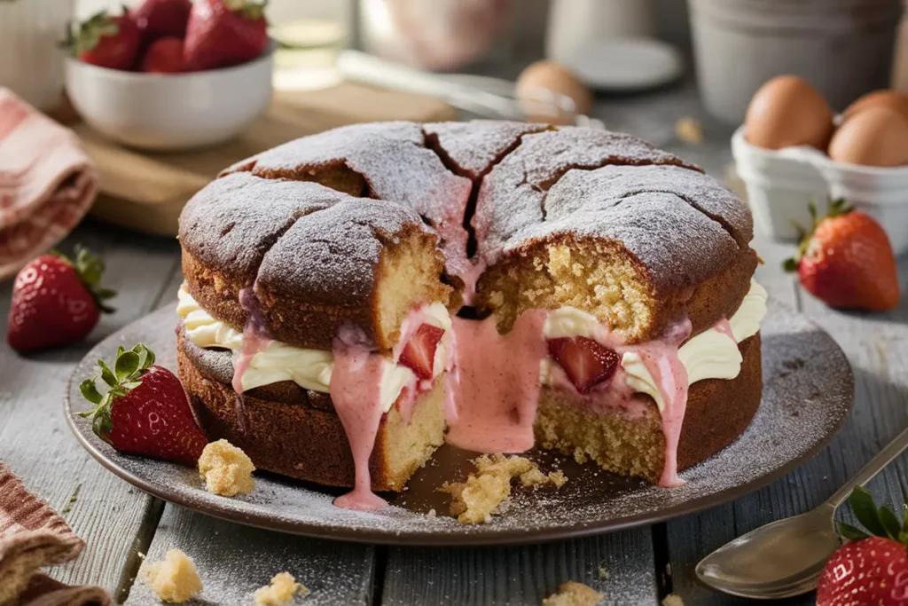 Strawberry Earthquake Cake
