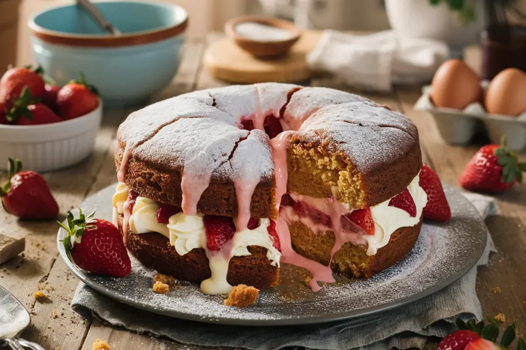 Strawberry Earthquake Cake