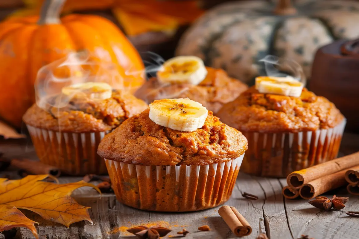 4 Pumpkin Banana Muffins