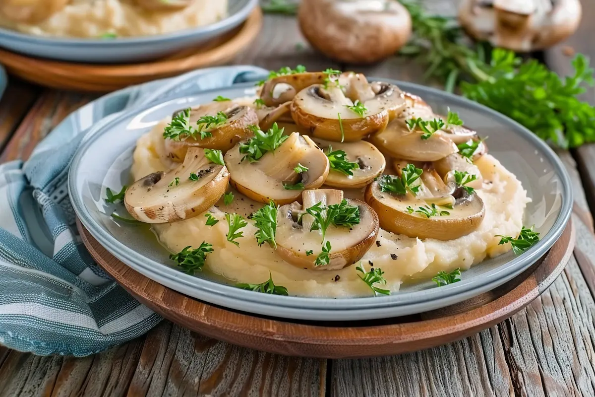 mashed potatoes plain mushrooms